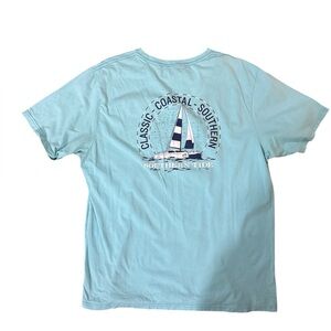 Southern Tide Aqua Nautical Tee Men’s XXL boat lighthouse